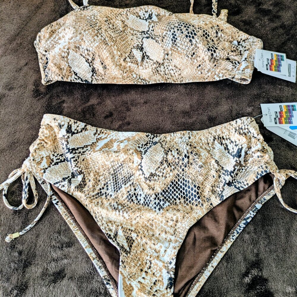Time and Tru Snake Print Bikini  (M) - NWT